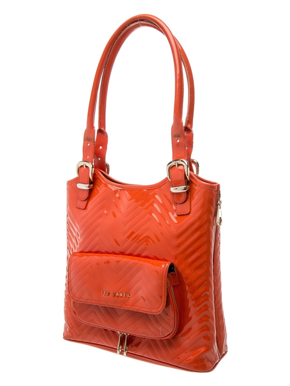 Ted Baker Orange Patent Chevron Tote Bag